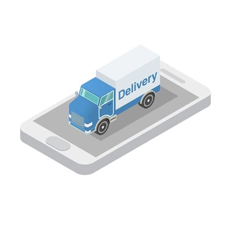 Premium Vector Isometric Delivery Cargo Truck Smartphone Application