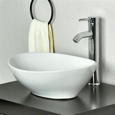 Bathroom Oval Vessel Sink Vanity Basin Porcelain Ceramic Bowl Above