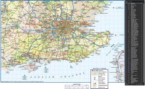 Vector South East England Map County Political Road And Rail Map 1m