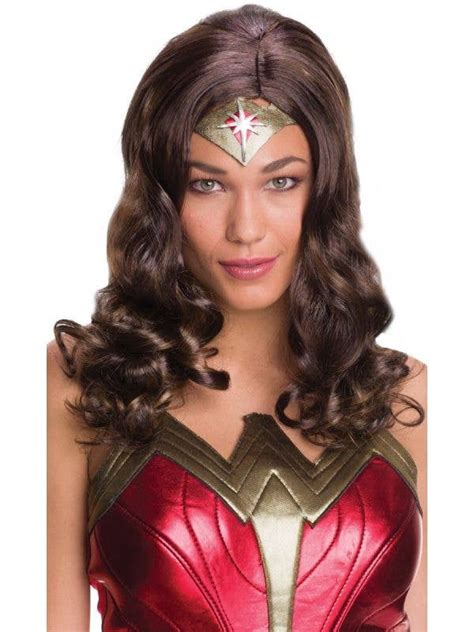 Womens Brown Curly Costume Wig Wonder Woman Wig