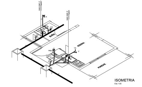 An Isometric View Of The Plumbing Layout Autocad Model Cadbull