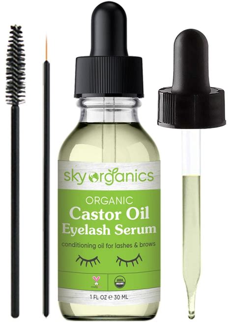Organic Castor Oil Eyelash Serum By Sky Organics 1oz Cold Pressed