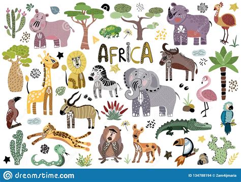 Vector Cute African Animals Stock Vector Illustration Of