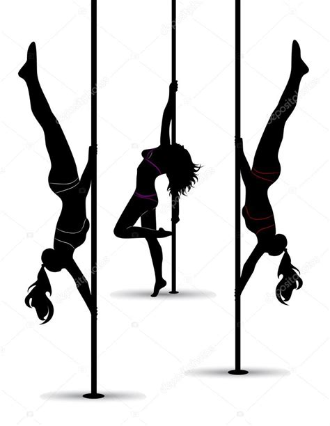 Set Of Black Silhouettes Of Dancing Girls Striptease — Stock Vector