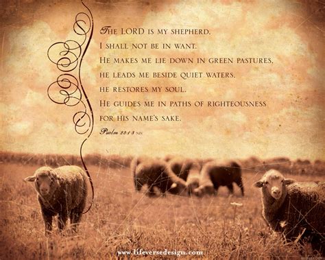 Psalm The Lord Is My Shepherd Vintage Life Verse Design