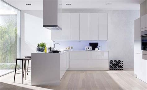 Small Kitchen With Laminated Mdf Cabinets White Modern Kitchen