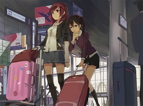 Hd Wallpaper Two Female Anime Characters Poster Girls Art Airport