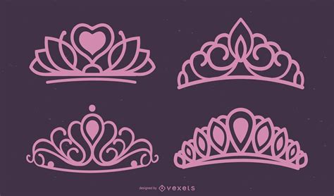 Pink Tiara Vector Set Vector Download