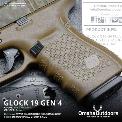 Glock 19 Gen 4 Magpul Fde Pistol 15 Rd 9mm Marble Slide Pg1950203 Dmar