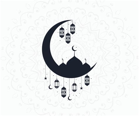Eid Mubarak Luna Con Diseño Islámico Símbolo Islámico Vector De Diseño