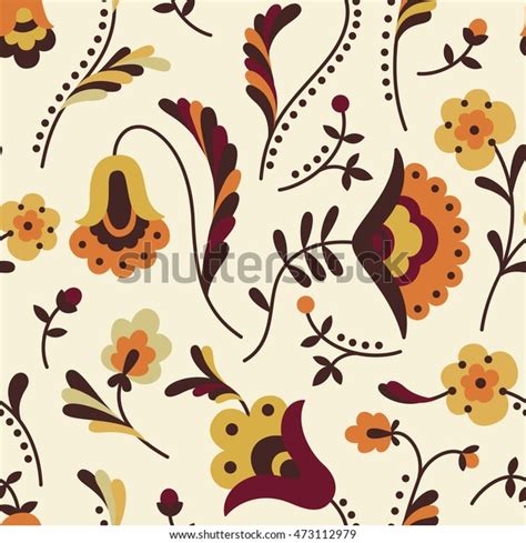 Seamless Floral Pattern Folk Style Hand Stock Vector Royalty Free