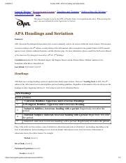 Welcome to the purdue owl. Purdue OWL_ APA Heading and Seriation.pdf - Purdue OWL APA Formatting and Style Guide General ...
