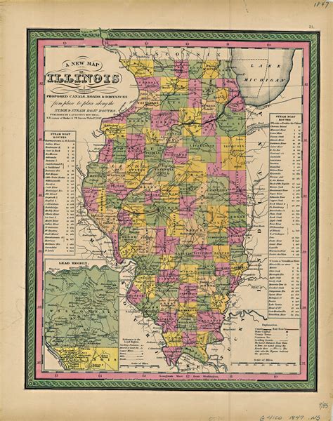 A new map of Illinois : with its proposed canals, roads & distances ...