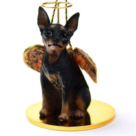 Mini Pinscher Dog Figurine Angel Statue Blacktan Ebay