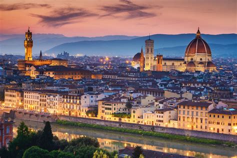 Beautiful Sunset Over Cathedral Of Santa Maria Del Fiore Duomo Florence Italy Italy Vacation