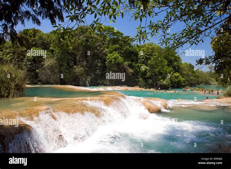 Mexico Chiapas State Agua Azul Waterfalls Stock Photo Alamy