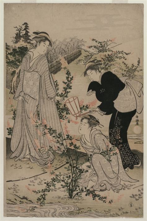 cma japanese art women cutting branches of bush clover the noji tama river in omi province
