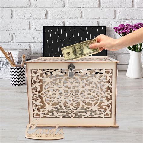 Wedding cake card box | 3 tier diy wedding card box tutorial. DIY Wedding Gift Card Box Wooden Money Box With Lock ...