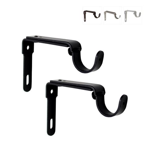 Adjustable Curtain Rod Brackets For 1 Inch Rods Set Of 2 Black