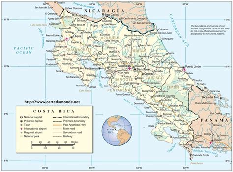 Poster Karte Costa Rica Costa Rica Landkarte