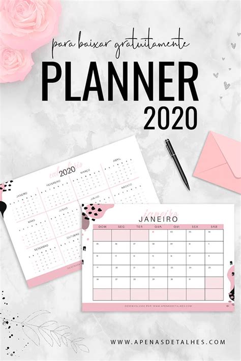 Planner 2020 Grátis Para Imprimir Viver Com Criatividade