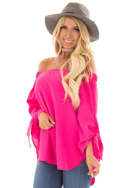 Lime Lush Boutique Hot Pink Off The Shoulder Top With Self Tie