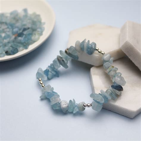 Aquamarine Crystal Bracelet Sterling Silver Bracelet Etsy