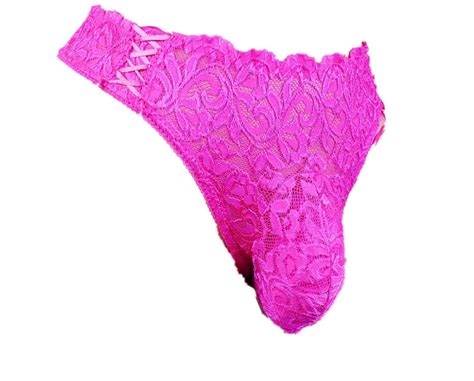 Buy Sissy Pouch Panties Men S Silky Lace Thong Briefs Bikini Underwear