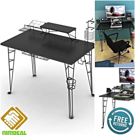 Mdf, steel leg while we'd imagine that gamers who like to stand while they work are uncommon, you might want. COMPUTER GAMING DESK Charging Station Table Monitor Stand ...