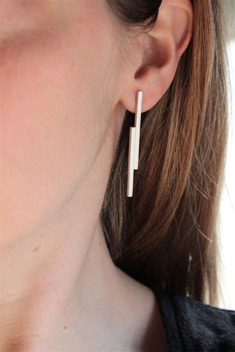 Stick Earrings Made Of Sterling Silver Geometric Earrings Studs Or