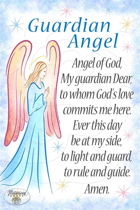 Guardian Angel Prayer Printable Guardian Angel Card Angel Of Etsy Uk