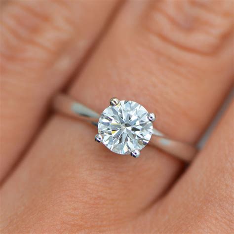 1 carat round cut f vs2 diamond solitaire engagement ring 14k white gold ebay