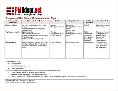 Project Management Plan Templates Free Example Of