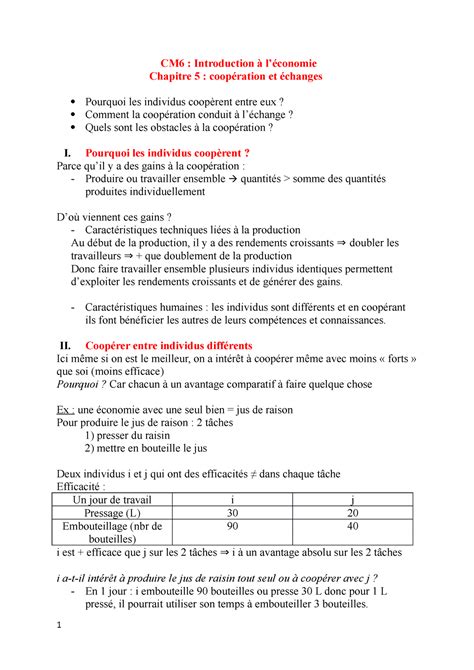 Introduction à l économie chap 5 CM6 Introduction à léconomie