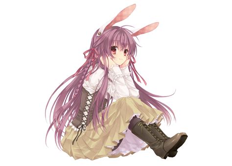Animal Ears Bunny Ears Bunnygirl Long Hair Purple Hair Red Eyes Reisen Udongein Inaba Ribbons