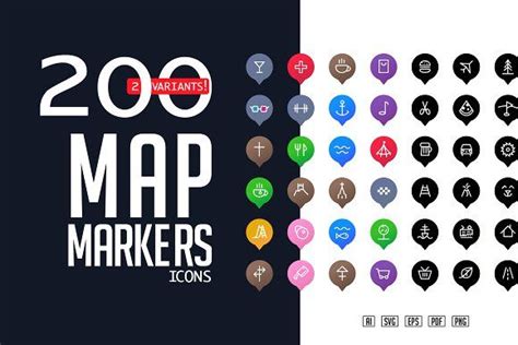 200 Map Markers Icons Set Marker Icon Map Marker Web Design Icon