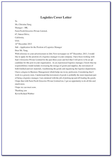 Supply Chain Planner Cover Letter Sample Prosecution