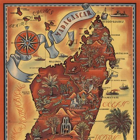 Carte Vintage De Madagascar Old Madagascar Map Print Etsy