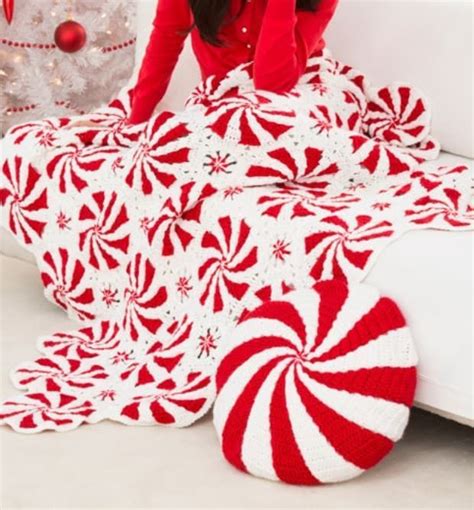 Crochet Peppermint Swirl Afghan The Whoot Christmas Crochet Blanket