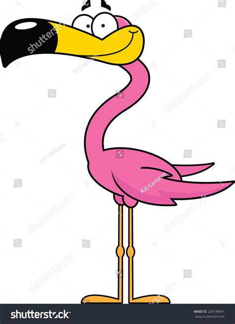 Cartoon Illustration Flamingo Happy Expression Stock