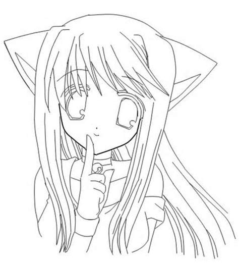 Anime Cat Girl Coloring Pages At Getdrawings Free Download