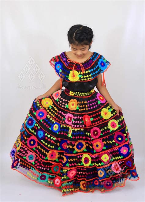 vestido traje artesanal típico de flores chiapaneca de niña 1 700 00 en mercado libre