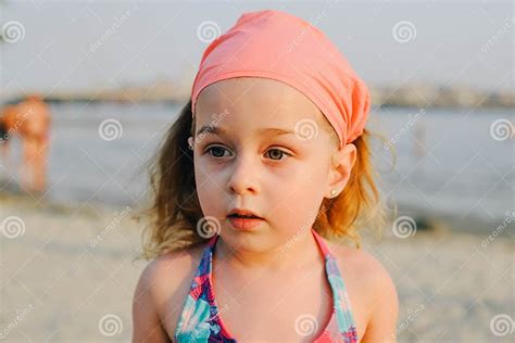 Portrait Of Little Girl Outdoors In Summer Summer Childhood Stock