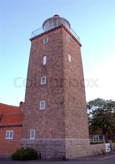 old scandinavian lighthouse in svaneke on the island of bornholm in