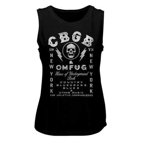 Cbgb Cbgb Black Womens Muscle Tank Top T Shirt