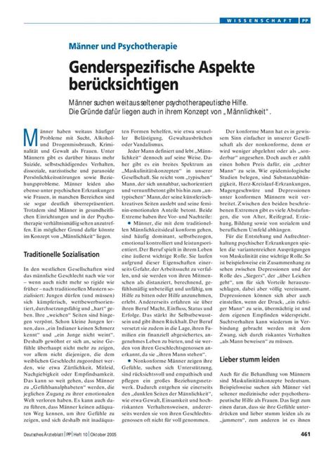 M Nner Und Psychotherapie Genderspezifische Aspekte Ber Cksichtigen