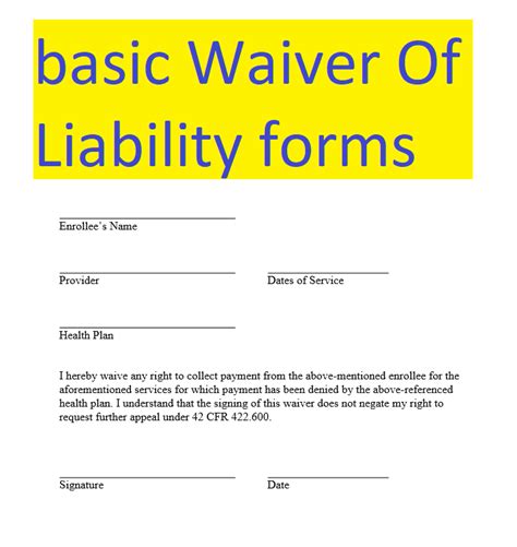 Basic Waiver Of Liability Form Doc And Pdf Formats Sample Contracts