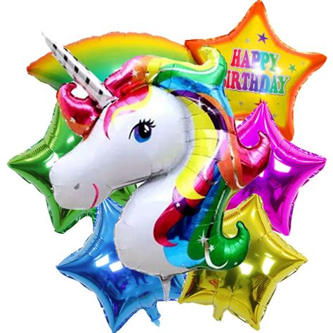 6 Pieces Unicorn Foil Balloons Children Inflatable Toys Rainbow Helium