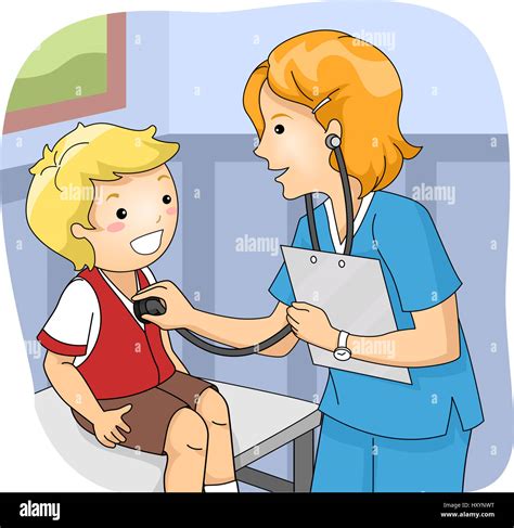Illustration Of A Little Boy Undergoing A Medical Checkup Stock Photo