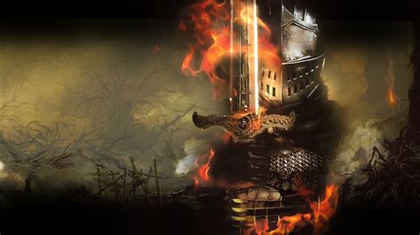 Dark Souls Warrior With Sword Surrounding Fire Hd Games Wallpapers Hd
